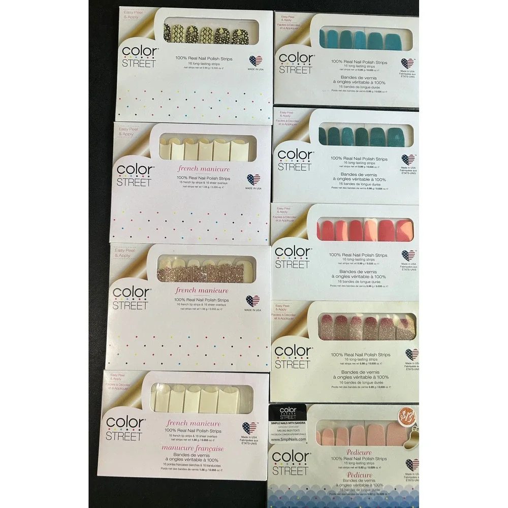 Color Street Nail Polish Strips Assorted French Glitter Pedicure LOT/15‎ Bundle
